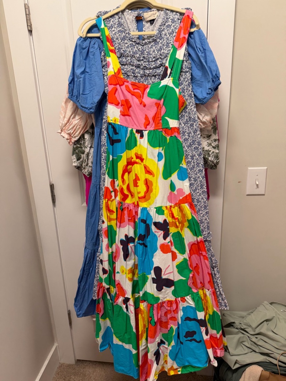 J. Crew Multicolor Floral Strappy Sundress with Green Accents
